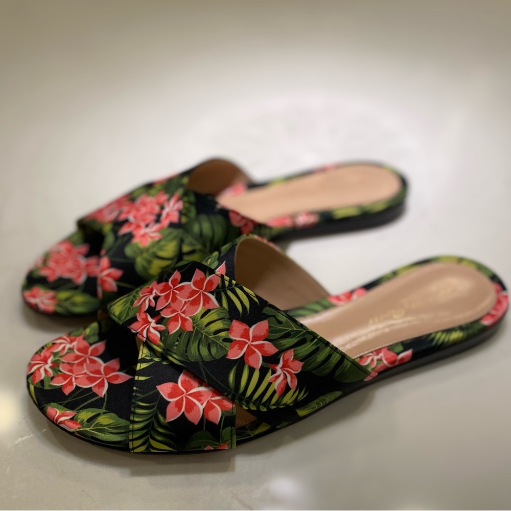 Gianvito Rossi Black and Pink Floral Sandals